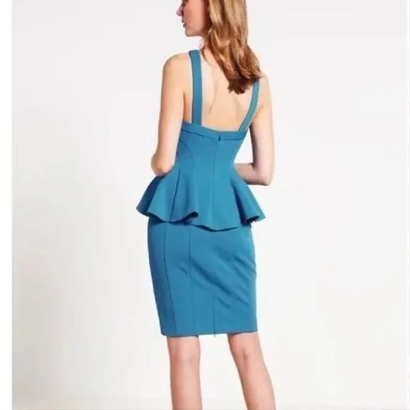NWT ZAC Zac Posen Blue Cerulean Peplum Dress - Picture 3 of 9
